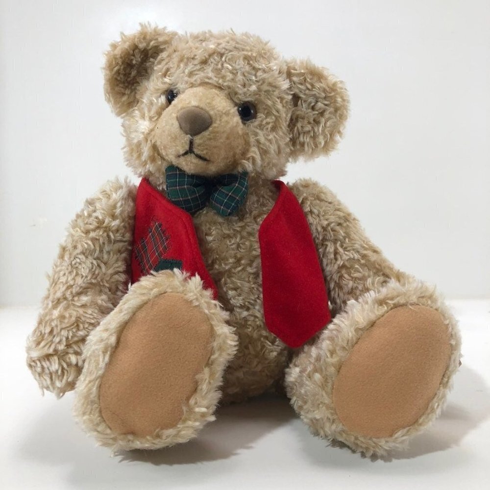 Hallmark Tyler Teddy Bear Plush 10" Christmas Holiday Storybook Red Vest Jacket